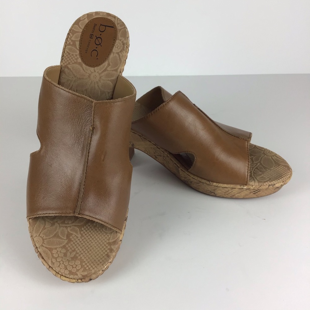 BOC Leather Slip On Heel Corkscrew Mules Size 11